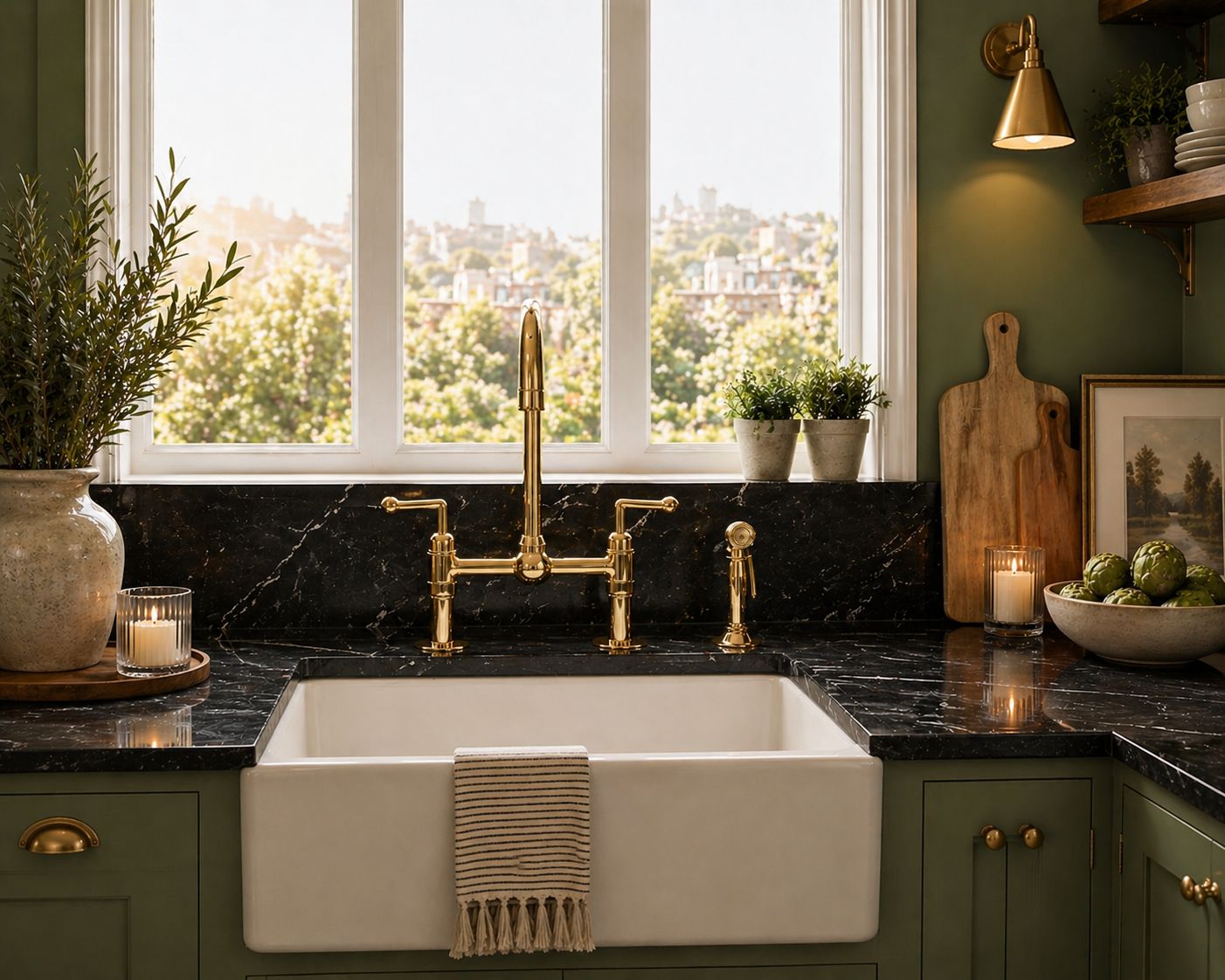 Brass bridge faucet with side sprayer