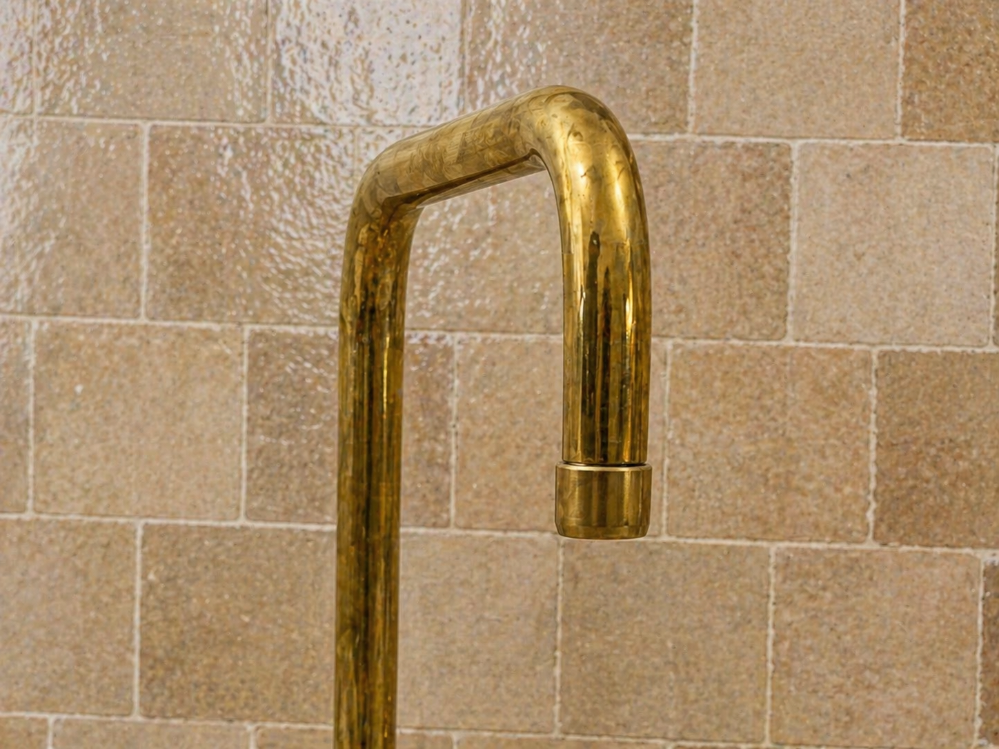 8-inch unlacquered brass bridge kitchen faucet with cross handles, square swivel spout and side sprayer